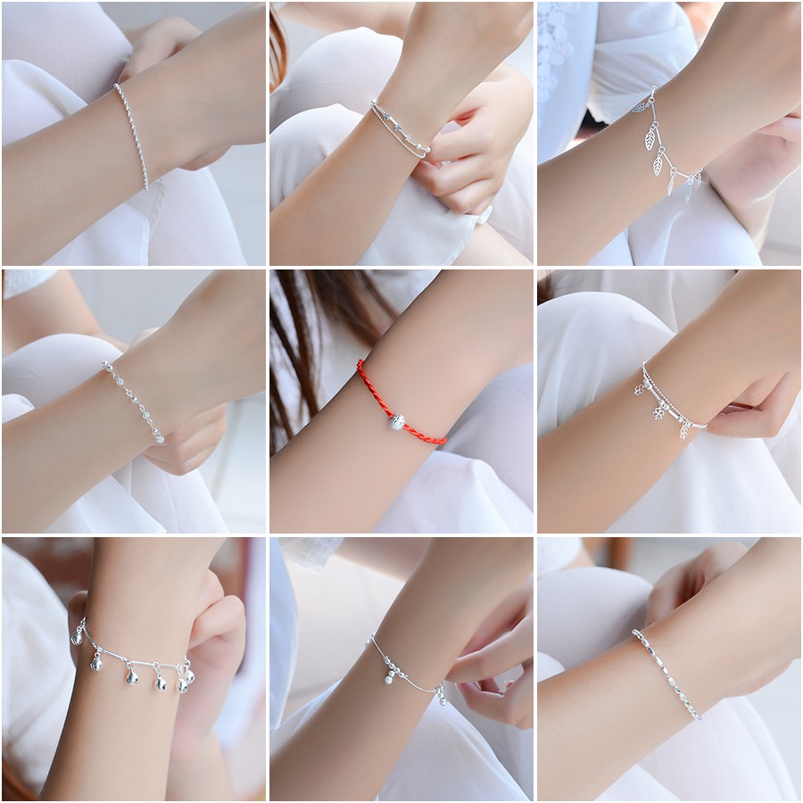 Lắc tay/chân hai lớp mạ bạc 925 thời trang sang trọng tuỳ chọn