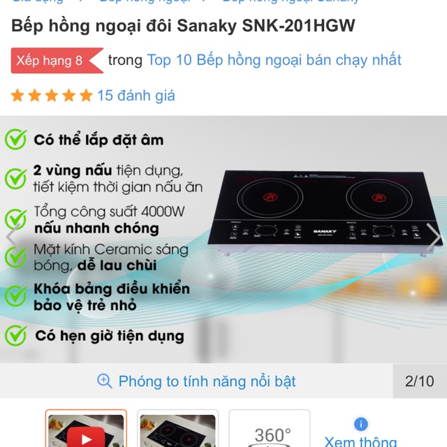 Bêp hồng ngoại đôi sanaky 201 100% chính hãng