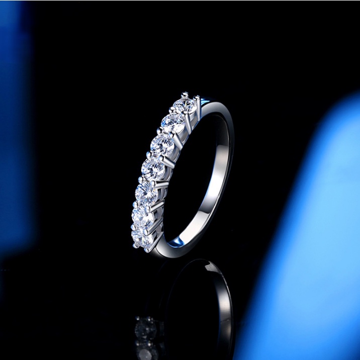 Nhẫn Mạ Bạc S925 Đính Đá 3mm Moissanite-7 Moissanite