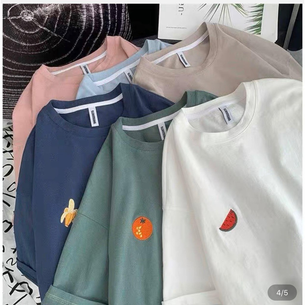 Áo thun nữ form rộng tay lỡ unisex in hình trái cây trước ngưc giá rẻ