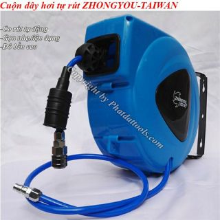 Cuộn dây hơi khí nén tự rút ZHONGYOU 9m-11m-15m Đài Loan