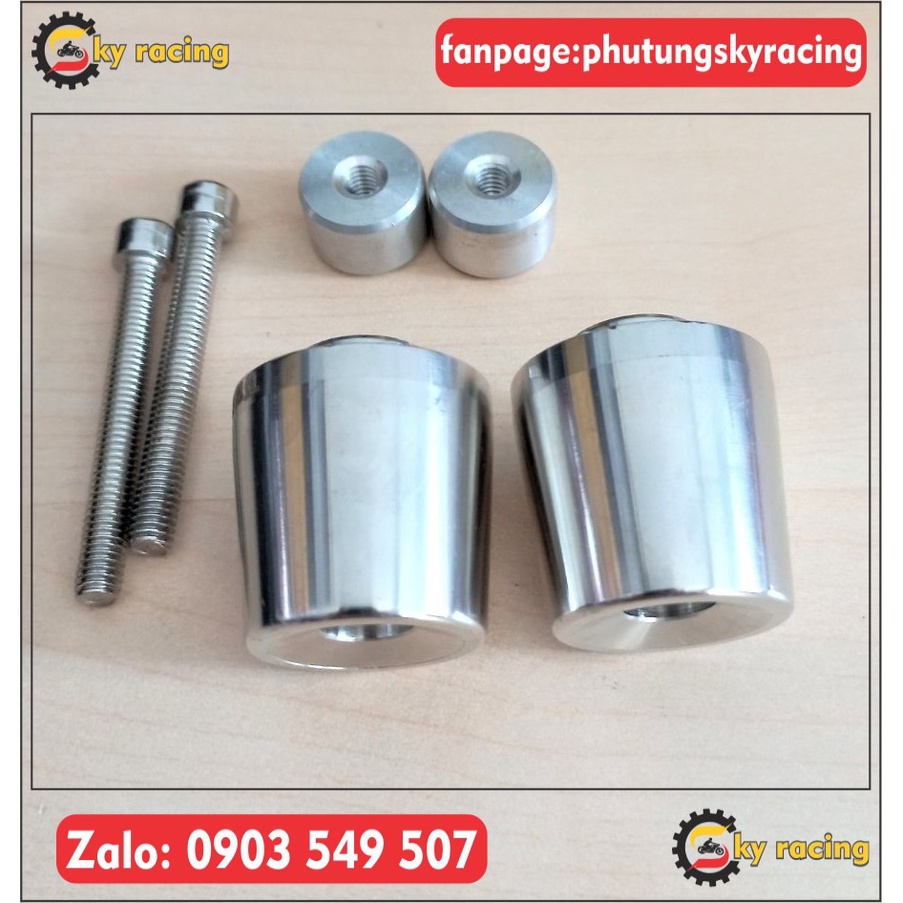 Gù tay lái inox 304 dài gắn thích hợp với nhiều dòng xe DR, W, Si…. đầu lõm
