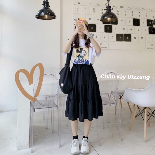 CHÂN VÁY VOAN ULZZANG (đen/trắng)
