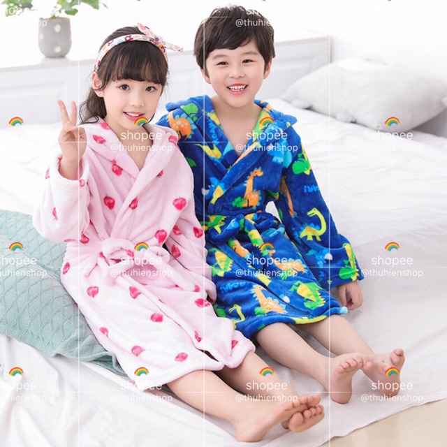 HÀNG SẴN | Áo choàng tắm trẻ em chất sợi mềm giữ ấm sau tắm
