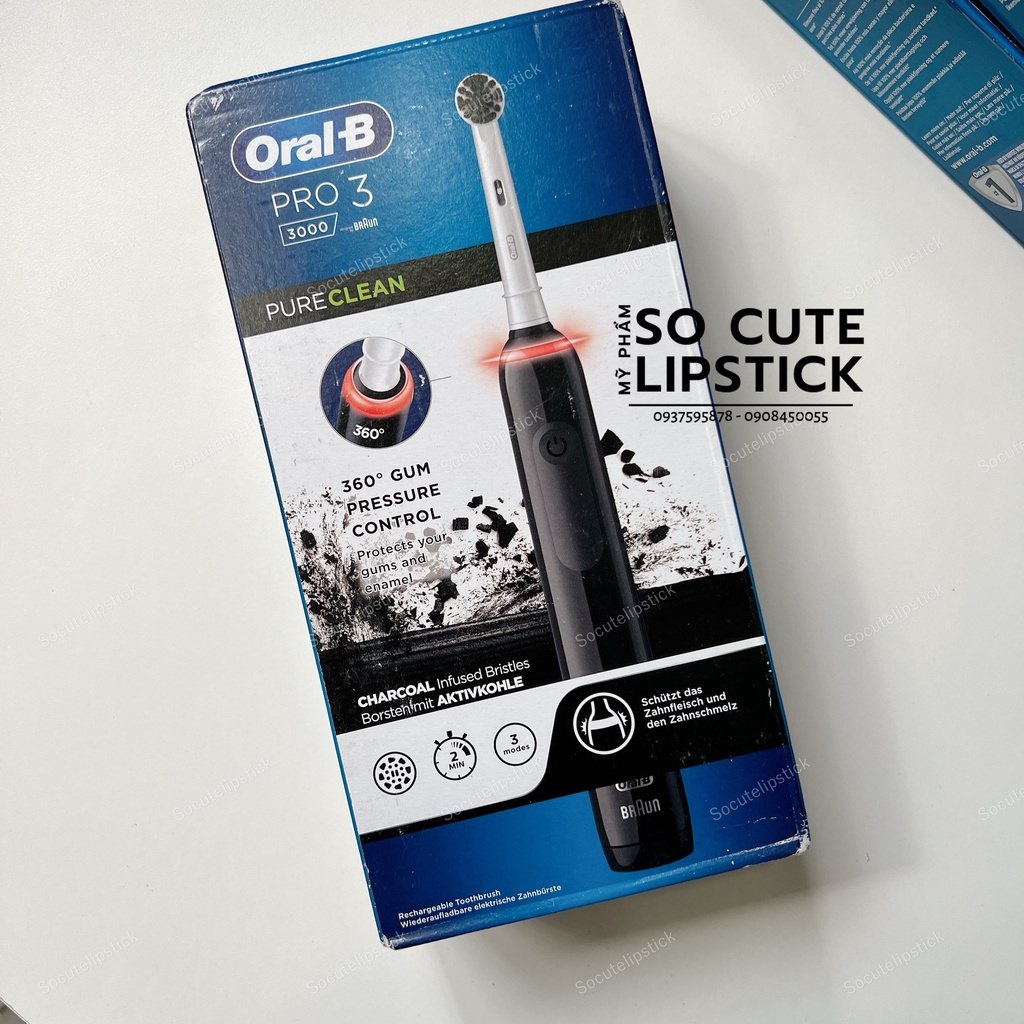 [NEW] Bàn chải điện Oral-b Pro 3 3000 Sensitive Màu Trắng - PureClean Charcoal Đen - 3000 CrossAction Trắng