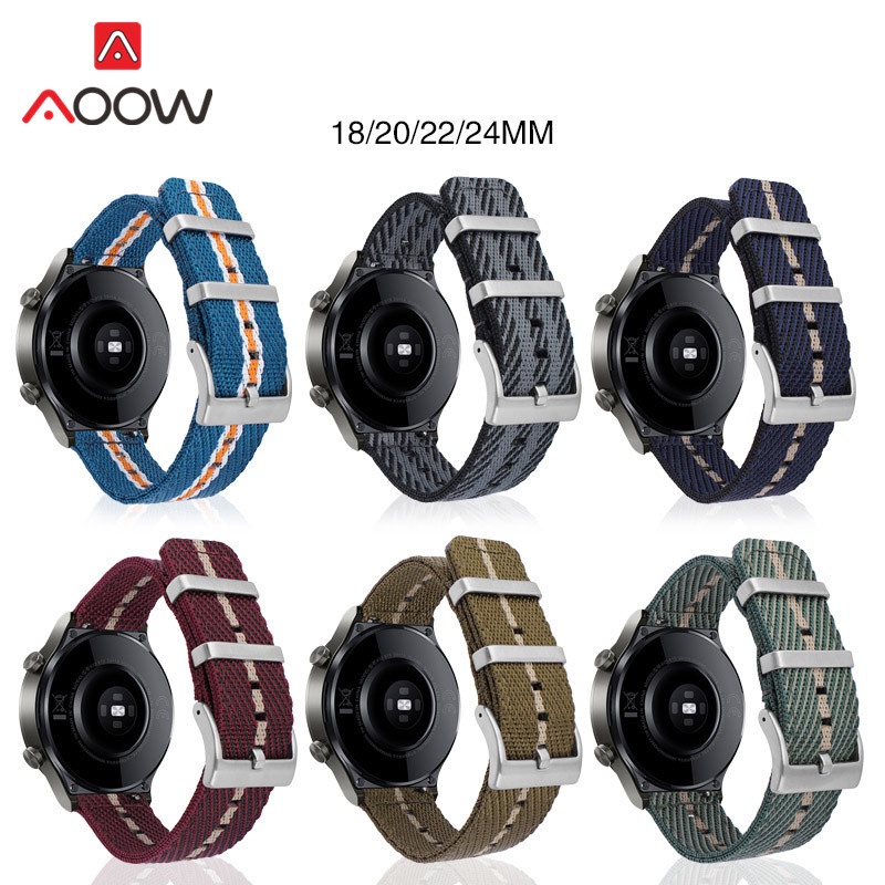 Dây Đeo Đồng Hồ Bằng Nylon Phối Khóa Inox Dài 18/20/22/24mm Phong Cách Cổ Điển Cho Nam