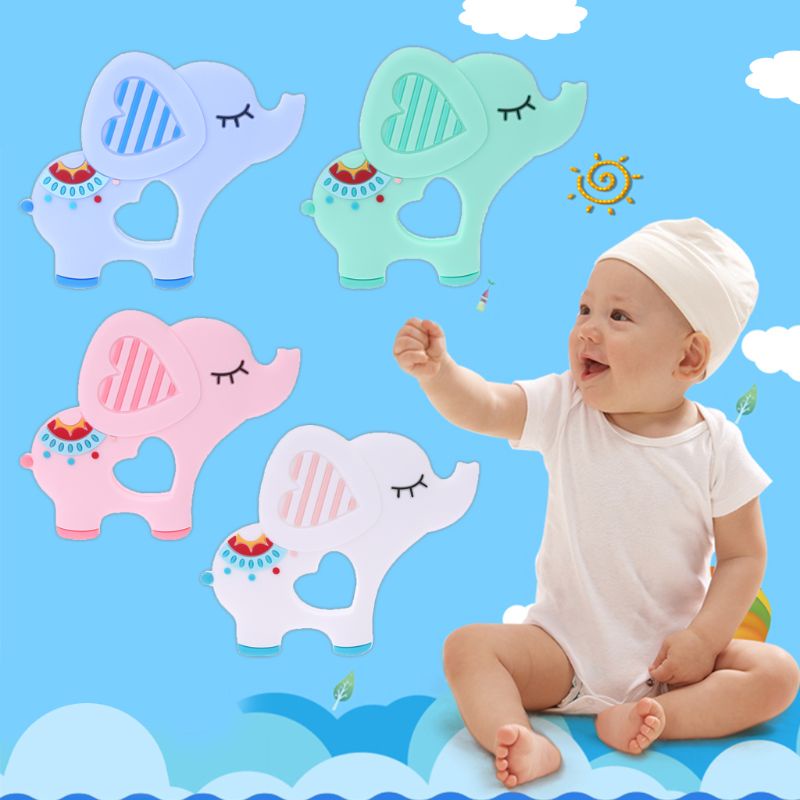 Đồ Chơi Ngậm Nướu Hình Chú Voi Hoạt Hình Bằng Silicone Dành Cho Trẻ Em
