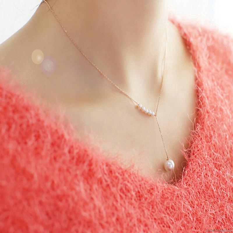 Dây chuyền dạng chữ Y đính ngọc trai đơn giản thời trang cho nữ