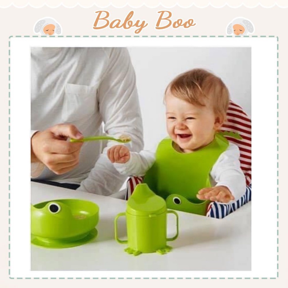 Bộ bát cốc ăn dặm hình ếch Ikea [ babyboo]