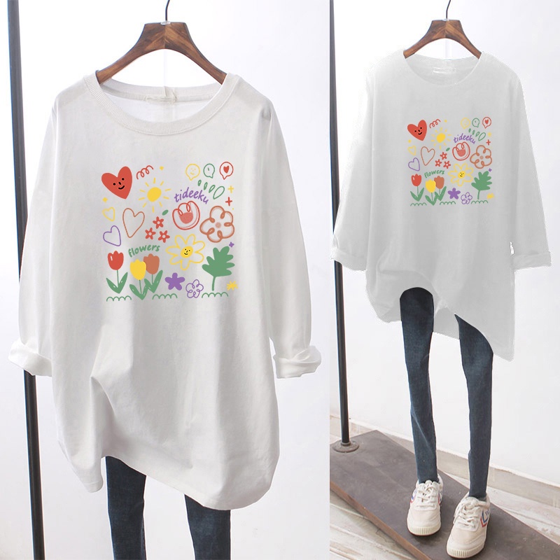 NRVP Áo Thun Nữ Dài Tay Cổ Tròn Thời Trang Hàn