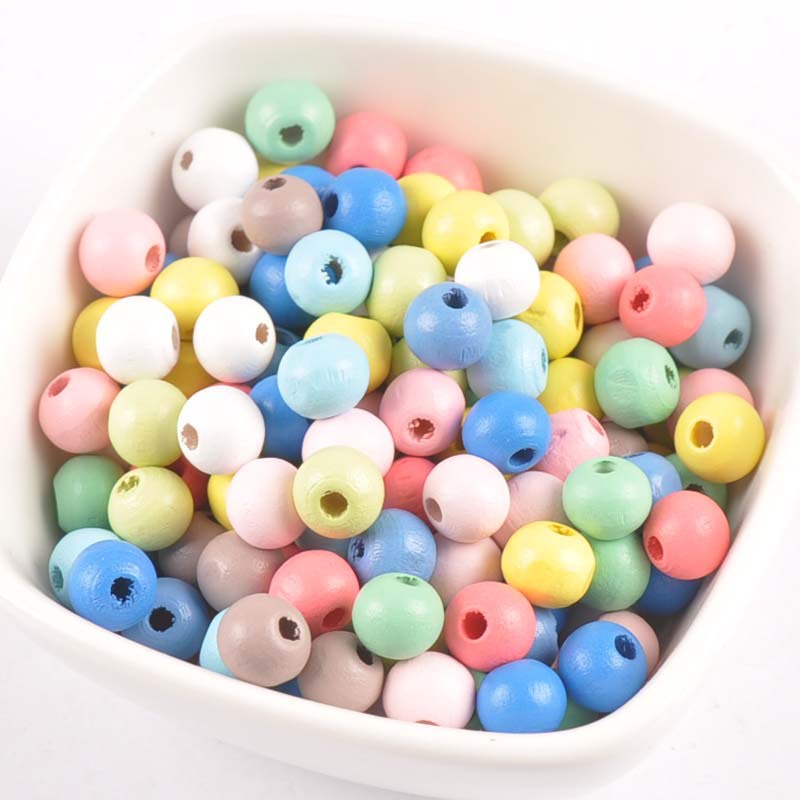 Hạt gỗ màu macaron các size làm vòng tay, đồ handmade bán lẻ 10g