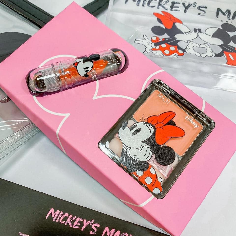 Set Trang Điểm + Túi Mickey M.O.I Son Dưỡng và Phấn Má Mickey Hồ Ngọc Hà 10g