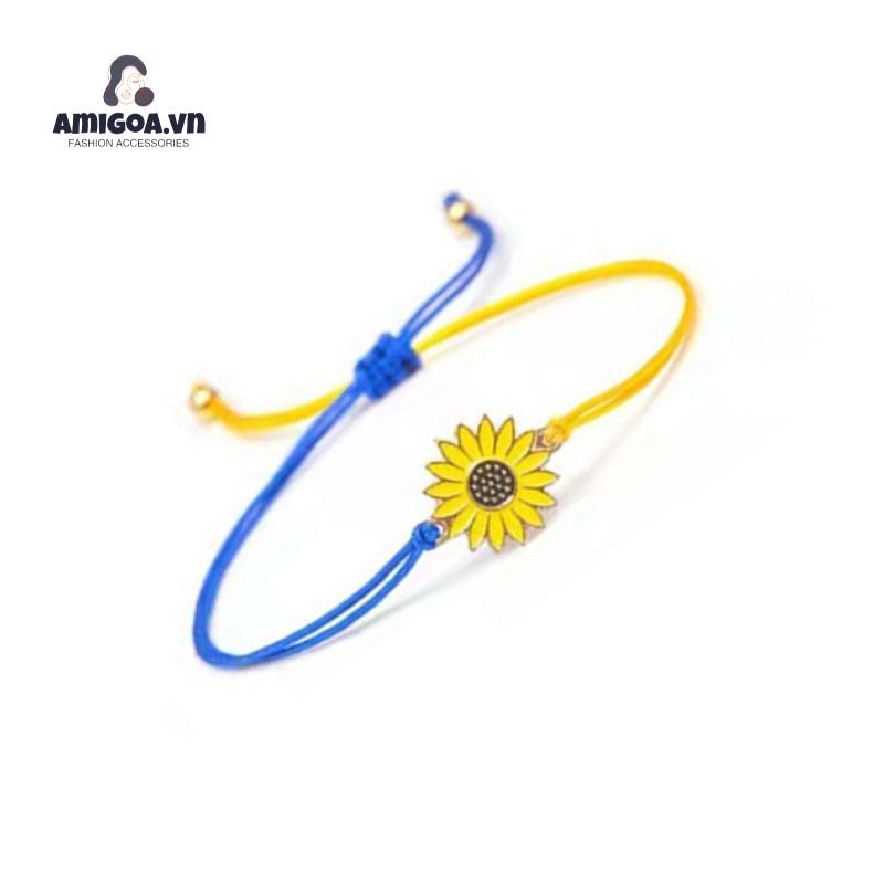 ✨✨Vòng Đeo Tay Bằng Sợi Sáp Dệt Hoa Hướng Dương/Hoa Cúc/Hoa Cúc Màu Vàng/Xanh Dương