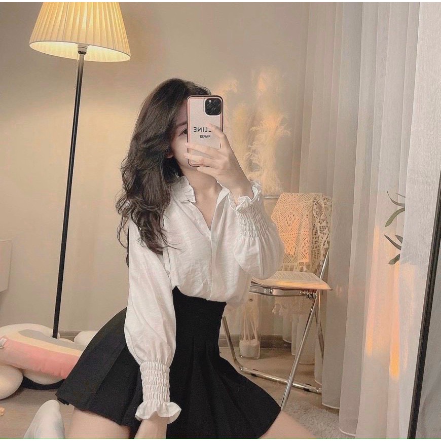 Áo Sơ Mi Ren Kiểu Hàn Quốc Bánh Bèo Tiểu Thư Siêu Xinh