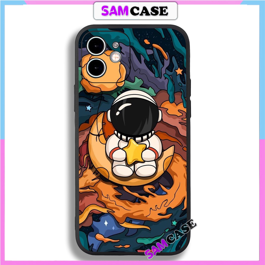 Ốp lưng iPhone 6/6s/7/8/X/XS/11/12/13 Pro Plus Max viền vuông chống sốc bảo vệ camera silicon mềm dẻo hình phi hành gia