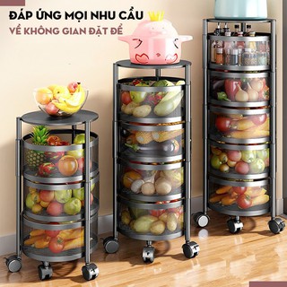 BẢO HÀNH 12 THÁNG - Kệ Xoay tròn vuông Đa Năng .Kệ Rau Củ Quả 3/4/5 Tầng Có Bánh Xe Di Chuyển