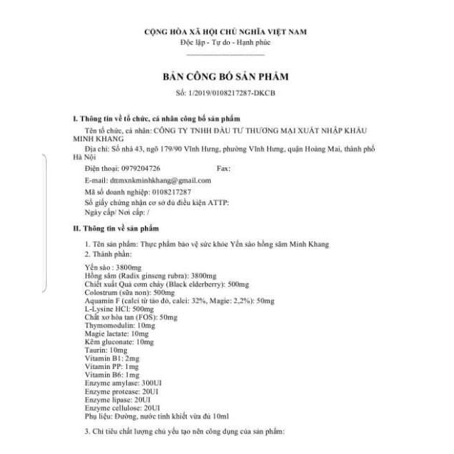 Yến Sào Hồng Sâm Minh Khang - Biếng Ăn, Tiêu Hóa Hấp Thu Dinh Dưỡng Kém | BigBuy360 - bigbuy360.vn