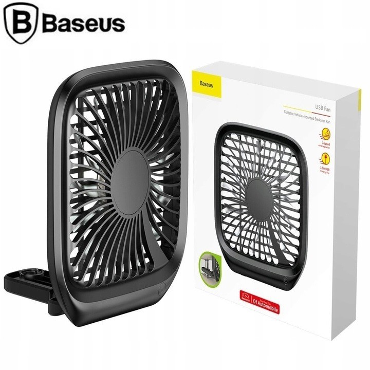 Quạt Làm Mát MINI Cao Cấp Không Ồn 3 Chế Độ Gắn Sau Ghế Ô Tô Xe Hơi Dùng Nguồn USB Baseus Foldable Backseat Fan