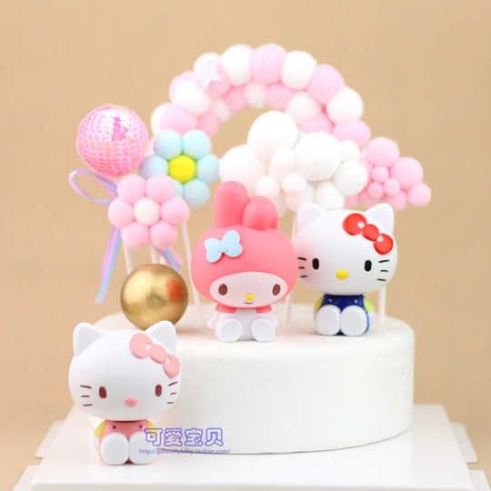 Mô Hình Mèo Hello Kitty Trang Trí Bánh Kem Xinh Xắn