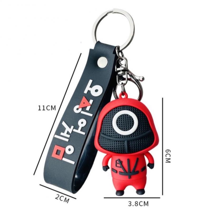 Móc Khóa Squid Game Búp Bê Trò Chơi Con Mực Tròn Tam giác Vuông