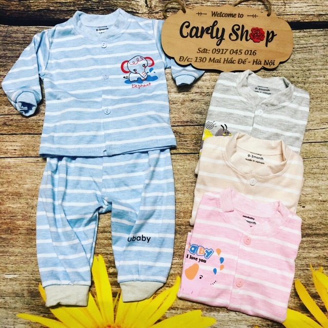 Bộ nỉ cotton kẻ Noubaby