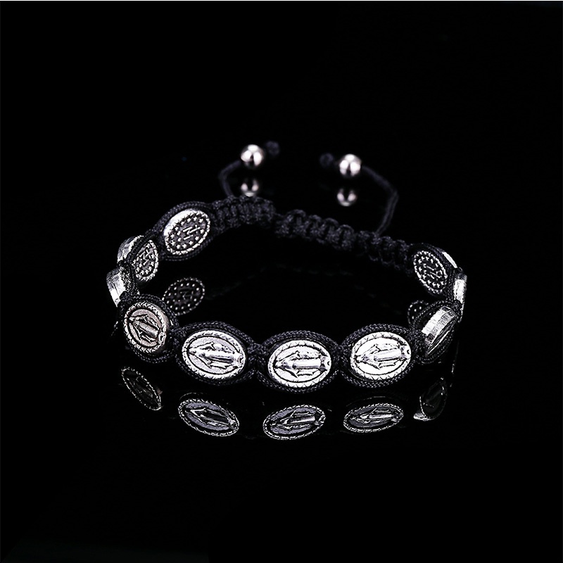 Vòng Đeo Tay Chuỗi Hạt Bằng Kim Loại Hình Thánh Giá Cổ Điển