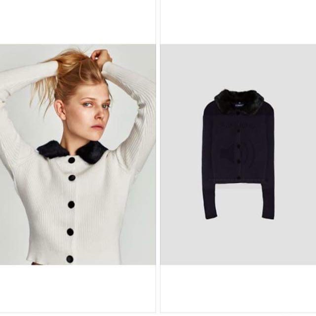 Áo len cổ lông của zara