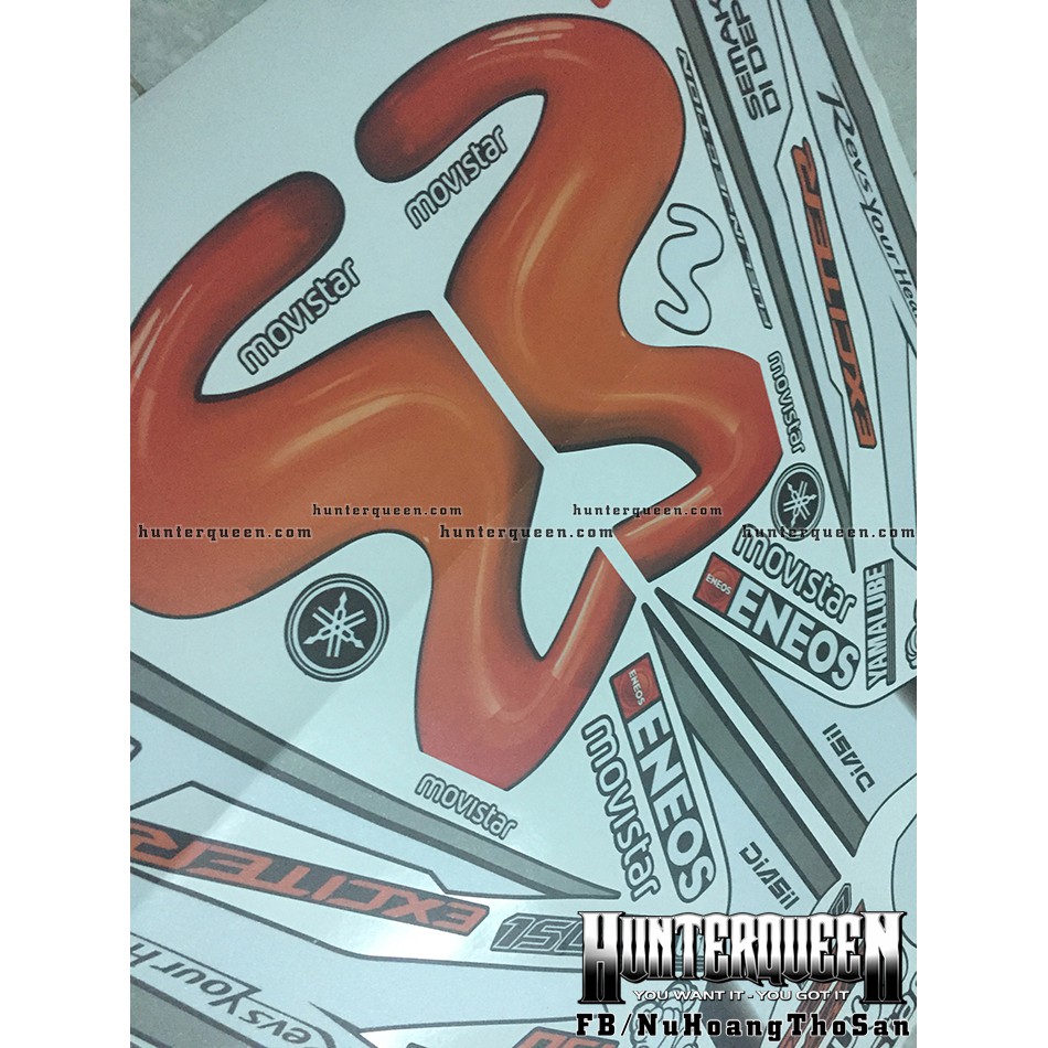 Tem Exciter 150. Tem rời Movistar Nhám, cam 3D. Dán xe đen. Xe màu khác vui lòng inbox