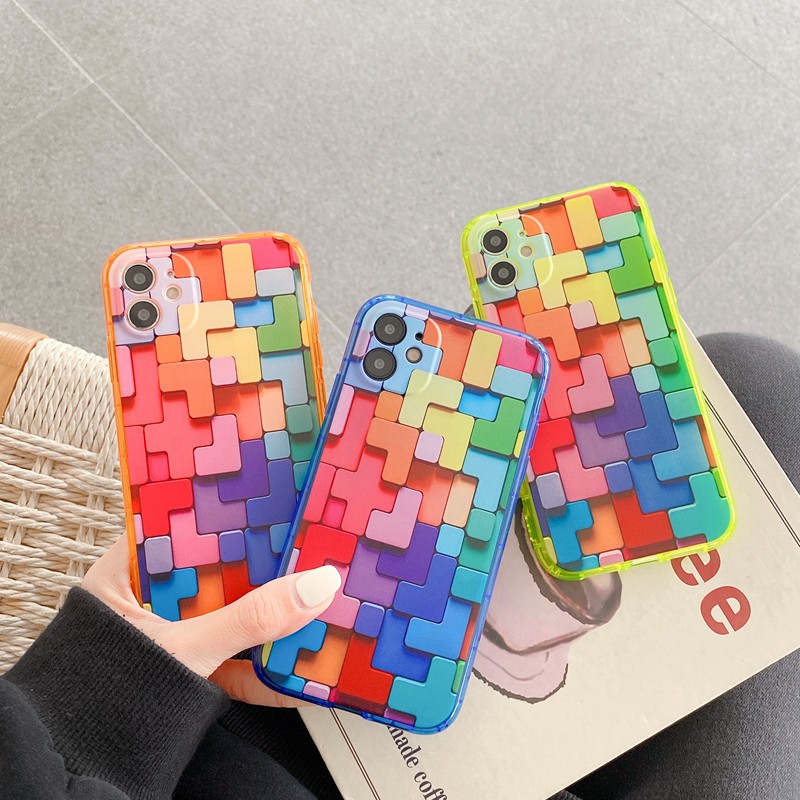 Suntaiho ốp lưng iphone Colorful 6D Geometric Textured Silicone Phone Case For iPhone 11 pro max 12 Pro Max 13 pro Xs 7 8 6 6s Plus iPhone xr xs max