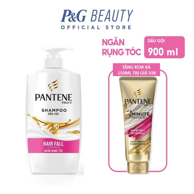 Bộ Dầu gội Pantene 900ML & Kem xả 3 phút diệu kỳ 150ML:Mượt mà óng ả