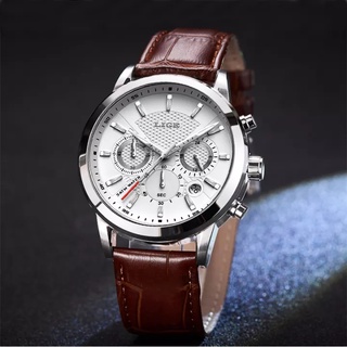 LIGE đồng hồ nam chống nước đa chức năng thời trang da thể thao analog dong ho nam