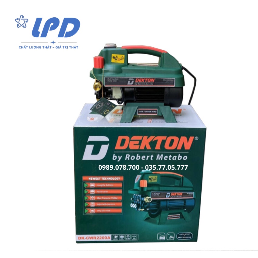 Máy xịt rửa xe chỉnh áp Dekton 2200W dây đồng thế hệ mới