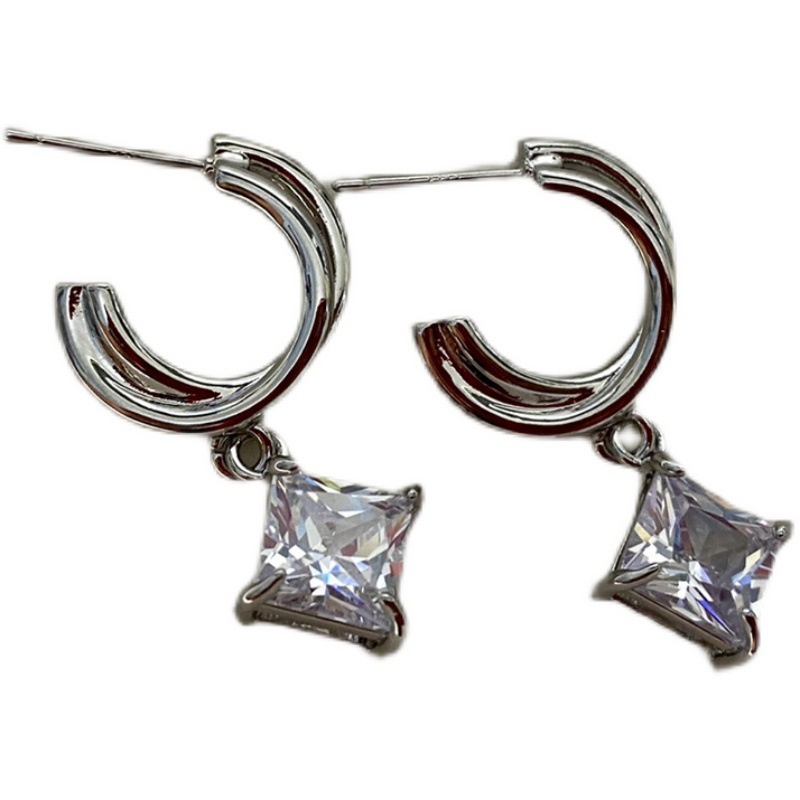 Bông Tai Kim Loại Đính Đá Phong Cách Retro