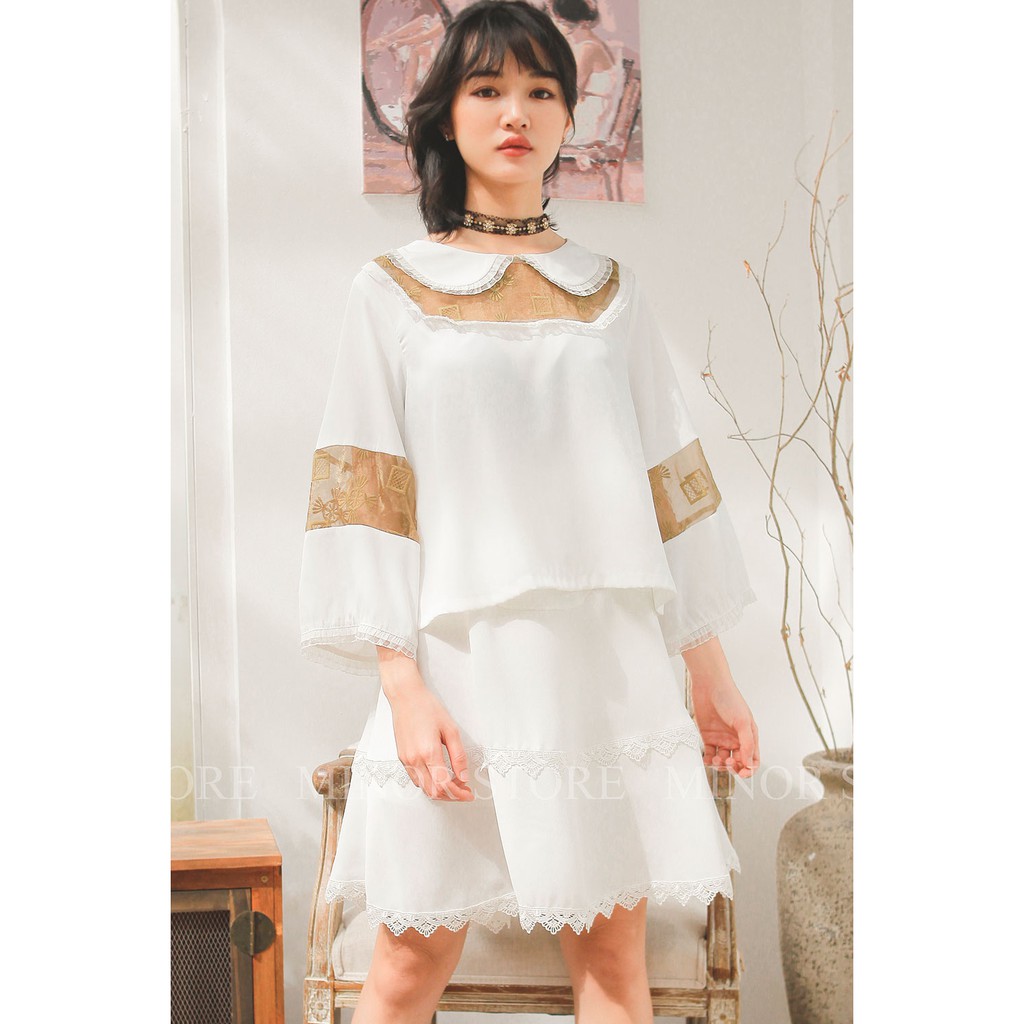 CHÂN VÁY TRẮNG PHỐI REN [MINOR CORA]