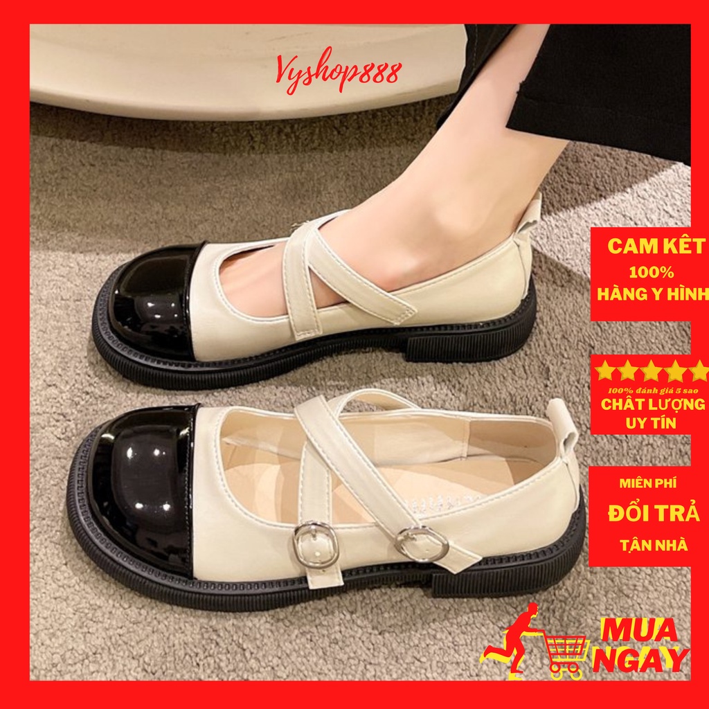 Giày búp bê nữ, giày lolita đế bằng giày bale chất da mềm phong cách hàn quốc đi chơi trẻ trung cá tính mã 1030