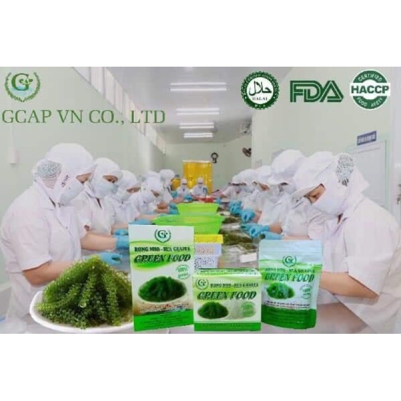 Bán sỉ Rong nho tách nước cao cấp Green food túi Zip 100gr