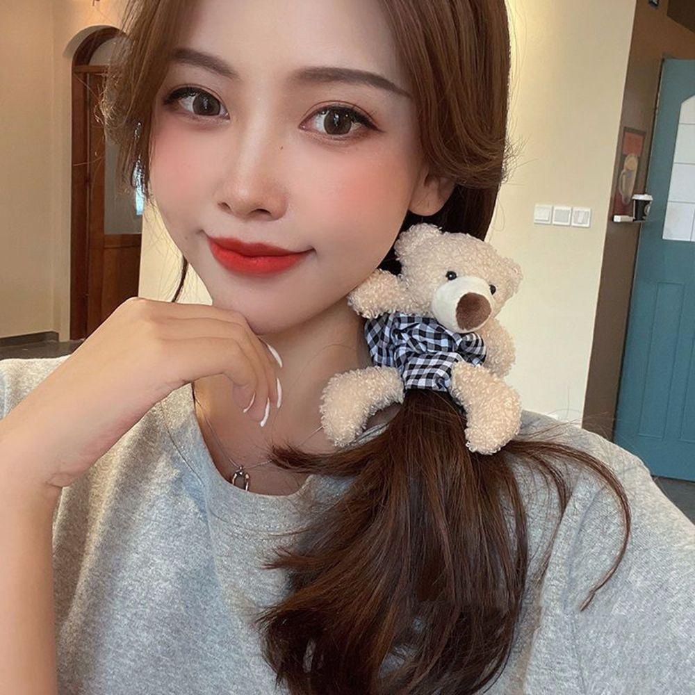 FORBETTER Dây Cột Tóc Vải Lông Hình Thỏ Dễ Thương Cho Nữ
