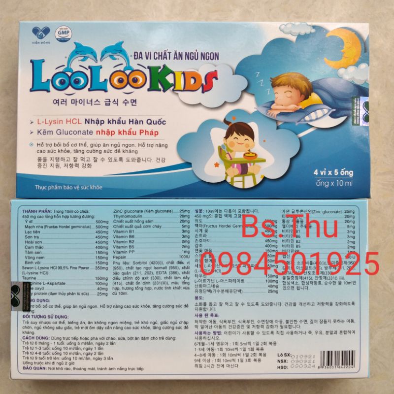 LOOLOOKIDS ĐA VI CHẤT - Hộp 20 ống- Hỗ trợ trẻ ăn ngủ ngon, tăng cường đề kháng, nguyên liệu nhập khẩu Pháp và Hàn Quốc