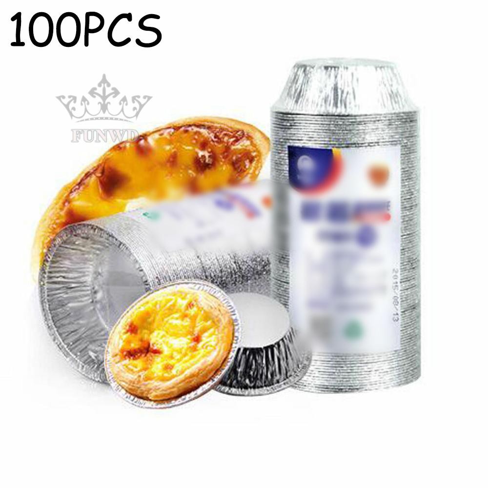 Set 100 Khay Lá Nhôm Dùng Làm Bánh Tart Trứng Dùng Một Lần