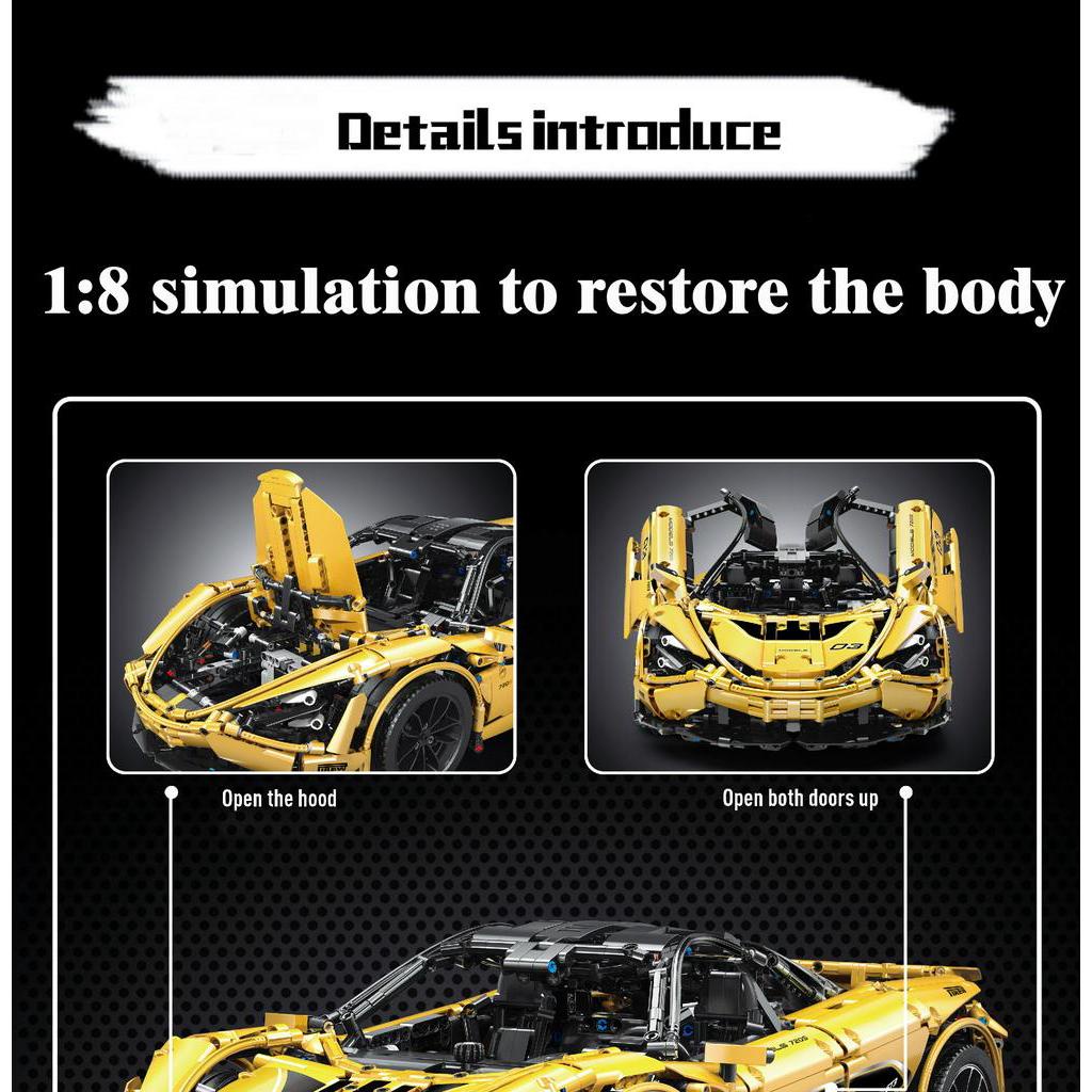 Lắp ráp mô hình Mould king 13145S xe Siêu Xe McLaren  720S màu vàng kim bản mới nhất