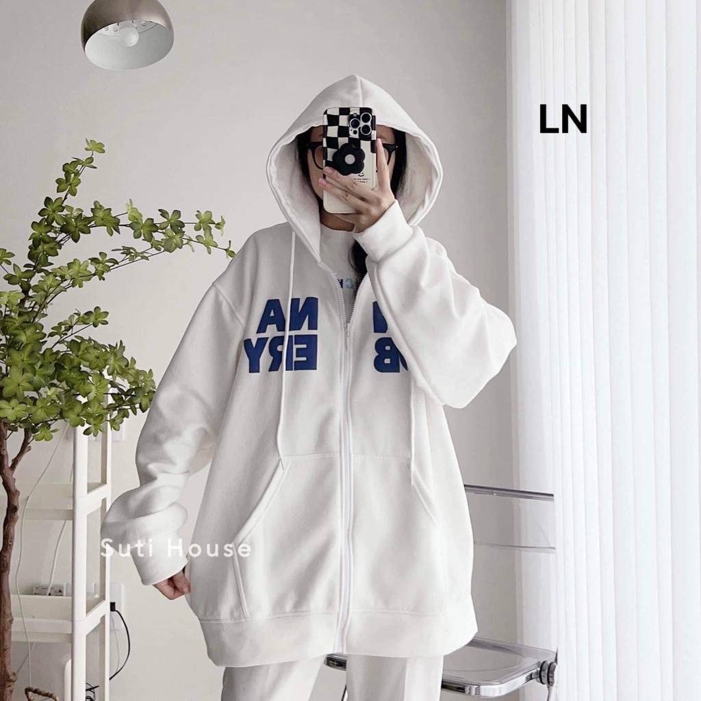 Áo khoác nỉ có mũ 2 lớp in chữ NAERYY nam nữ mặc đẹp (LN6-005)