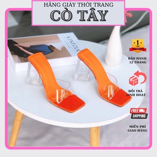 Cotay-G178 Guốc cao gót trong suốt thời trang Cotay 2022 - Guốc quai trong gót vuông 7cm cao cấp