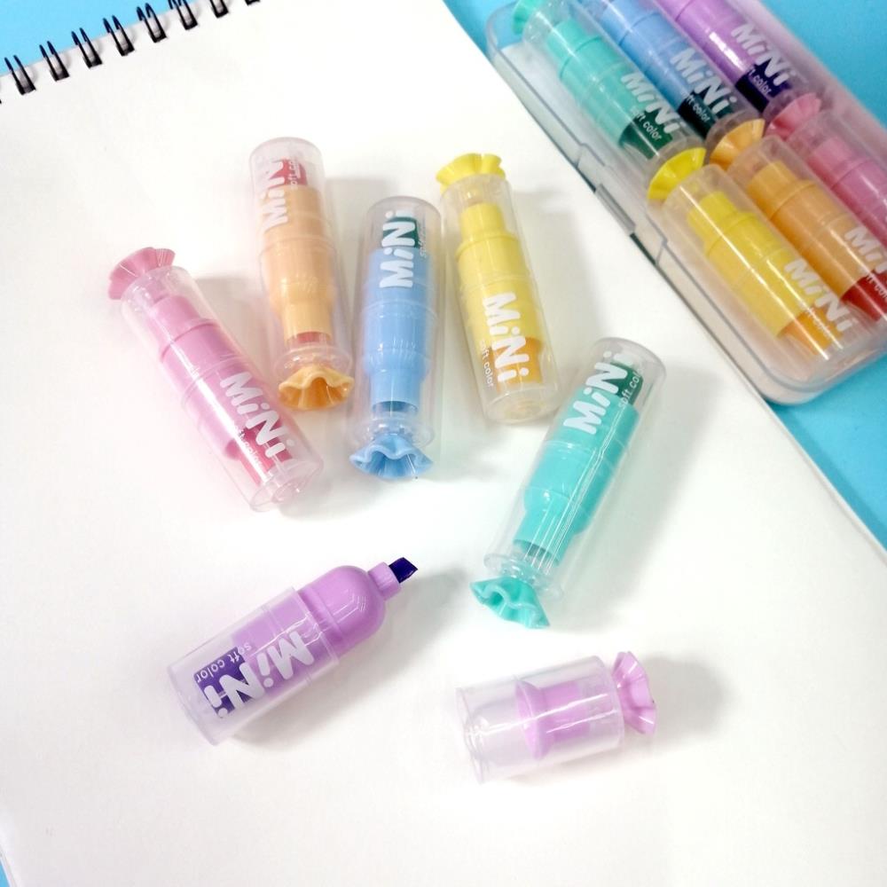 Set bút đánh dấu 6 màu SOLANO bút nhớ highlight nhiều màu dễ thương kèm hộp đựng SP-001361
