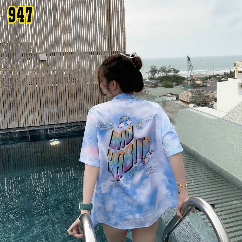 Áo Sơ Mi Tay Ngắn Unisex Cổ Bẻ Phong Cách Hàn Quốc Freesize