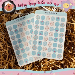 Sticker/hình dán trang trí hình tròn hoa xanh vintage, trang trí sổ,bullet journal/dán thiệp -tiemtaphoacona