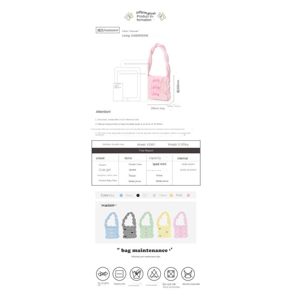 Túi Kẹp Nách / Đeo Vai Kẻ Sọc Màu Kem Dễ Thương Xinh Xắn Dành Cho Nữ