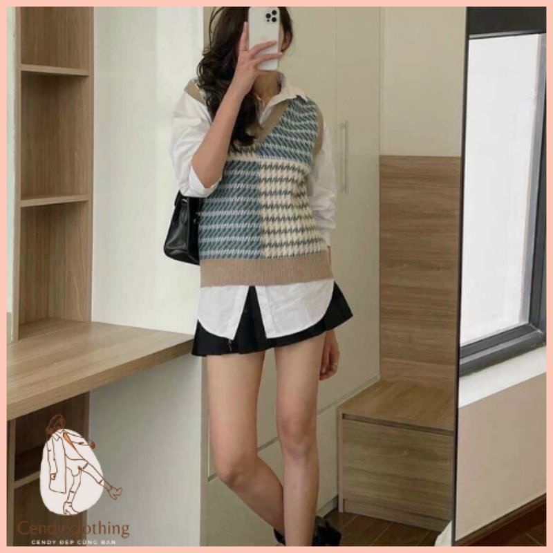 [Hàng Cao Cấp Loại 1 + Ảnh Thật] Áo Gilê Len Kẻ Cendy Clothing - CD023