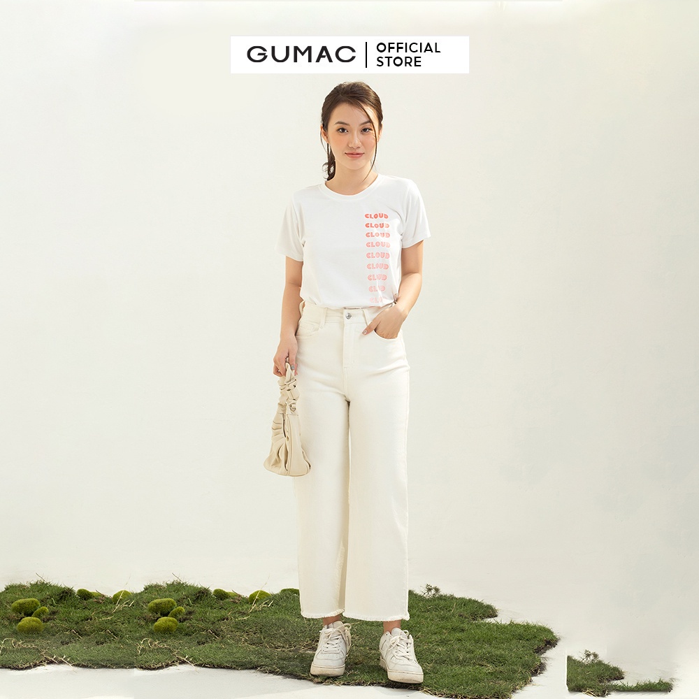 [Mã WABRGUM giảm 10% tối đa 30K đơn 99K] Áo thun nữ cổ tròn in chữ dễ thương GUMAC nhiều màu cá tính ATC03058