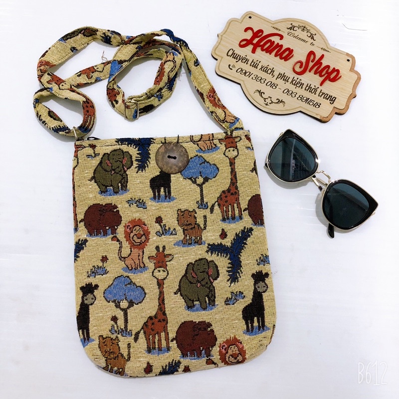 Túi đeo chéo thổ cẩm cúc dừa trung