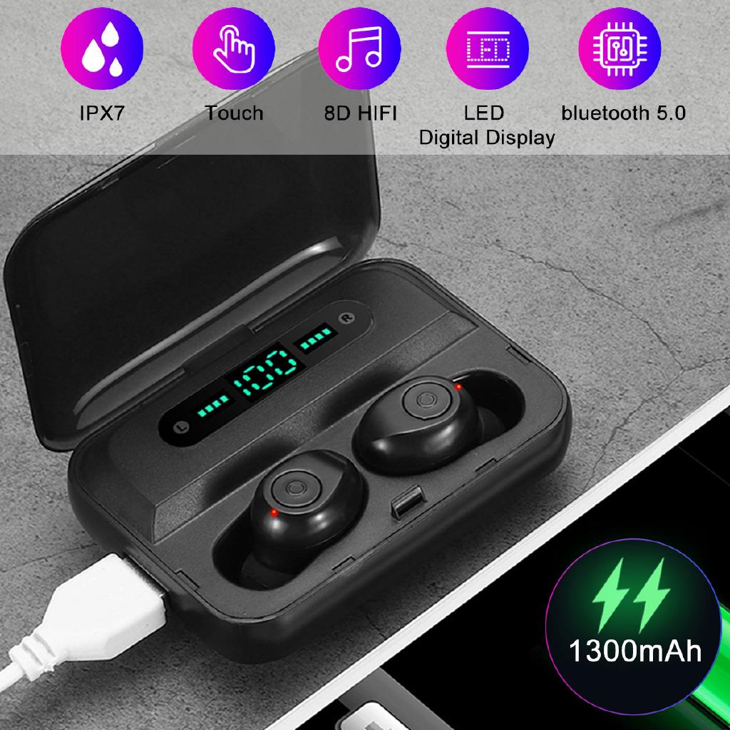 Allinone♥ Wireless bluetooth 5.0 Earbuds LED Power Display IPX7 Waterproof Sport Earphones